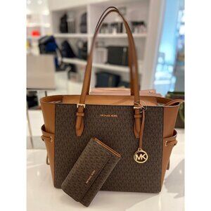 Michael Kors tote gilly large drawstring travel  purse and trifold bundle